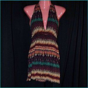 size Medium Babydoll Top / Mini Dress in Autumn Fall Colors